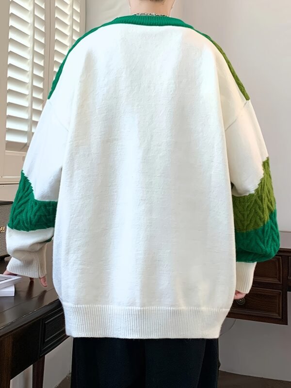 00d1c985-ebc4-4bad-a5b0-a7eec51af8df.jpg Men's Color-Block Spliced Knit Sweater – Green