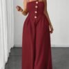Burgundy Belted Wide-Leg Palazzo Pants
