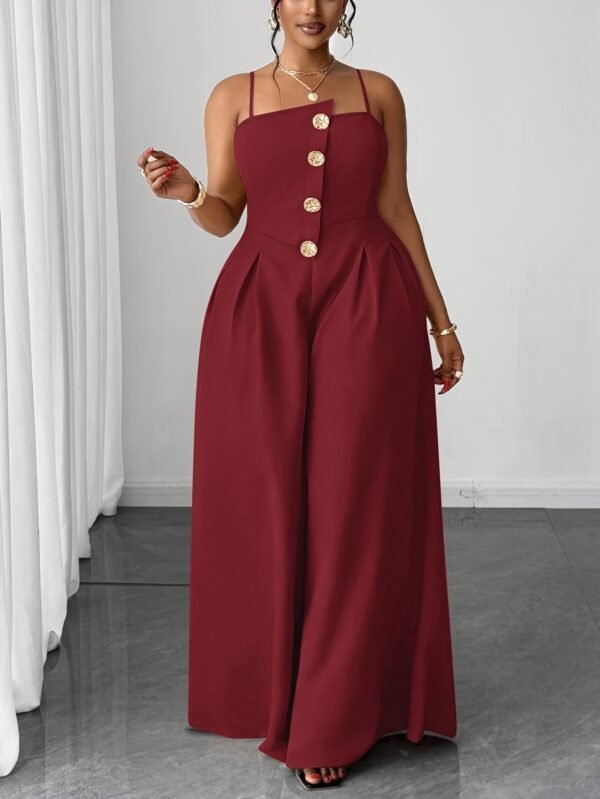 Burgundy Belted Wide-Leg Palazzo Pants