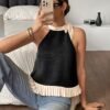 Ruffled Backless Halter Vacation Top