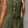 Fern Green Button Vest & Trouser Set