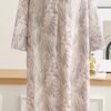 Women's Floral Print Round Neck Dress – Pale Pinkish Gray