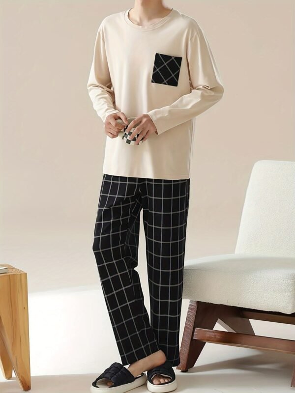 0c20c08e-d64a-4006-932b-5a1ee39b335b.jpg Men's Long Sleeve Round Neck Pullover with Pockets – Apricot