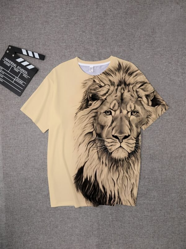 0dc50fb4-aeaa-415f-9fba-240d405bfb17.jpg Men's Fierce Lion Graphic Oversized Short Sleeve T-Shirt