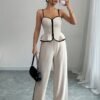 0f8675ab-dc69-45a1-994e-8a956188e197.jpg Women's Elegant Contrast Camisole & Long Pants 2-Piece Set