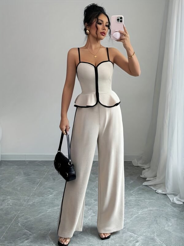 0f8675ab-dc69-45a1-994e-8a956188e197.jpg Women's Elegant Contrast Camisole & Long Pants 2-Piece Set