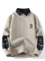 Men's Fake Two-Piece Knitted Sweater Cardigan