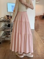 Women's High-Waisted Pink Beach Party Midi Skirt