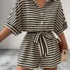 Graphite Striped Casual Mini Dress