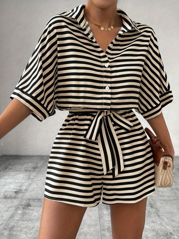 Graphite Striped Casual Mini Dress
