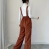 Women's Minimalist Corduroy Suspender Jumpsuit