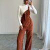 Women's Minimalist Corduroy Suspender Jumpsuit
