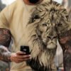1720095555862-3520fa9f7c554741b1d26c97116c2ba7-goods.jpeg Men's Fierce Lion Graphic Oversized Short Sleeve T-Shirt