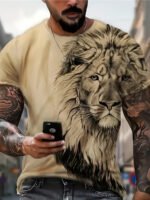 Men's Fierce Lion Graphic Oversized Short Sleeve T-Shirt