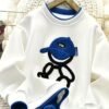 Men's Embroidered 2-in-1 Style Round Neck Sweatshirt