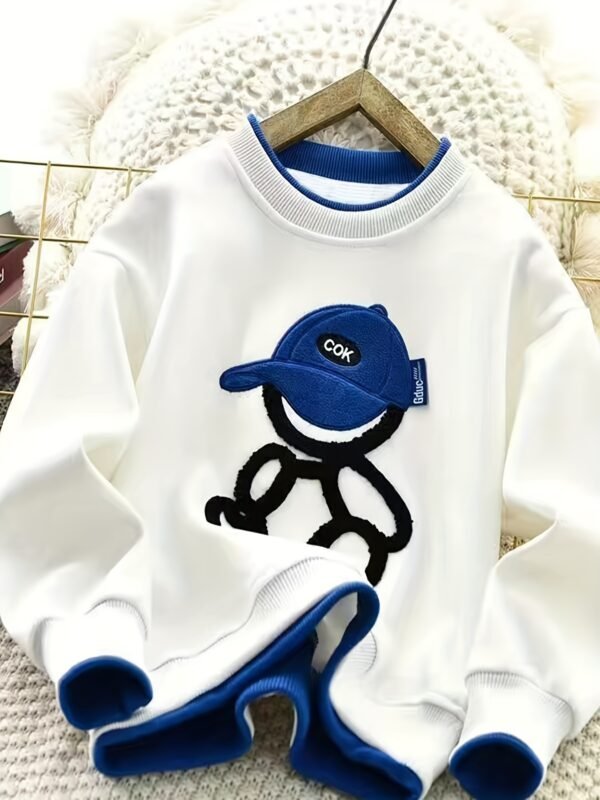 Men's Embroidered 2-in-1 Style Round Neck Sweatshirt