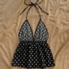 19668010-b57a-4681-9d7d-8b97238d3839.jpg Sexy Backless Halter Neck Polka Dot Summer Blouse