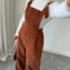 Women's Minimalist Corduroy Suspender Jumpsuit