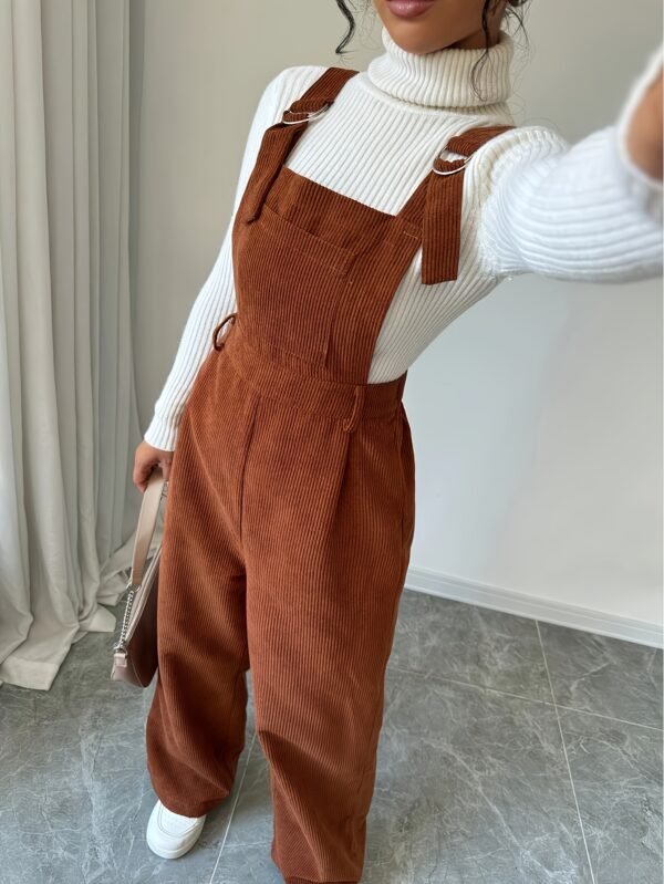 Women's Minimalist Corduroy Suspender Jumpsuit