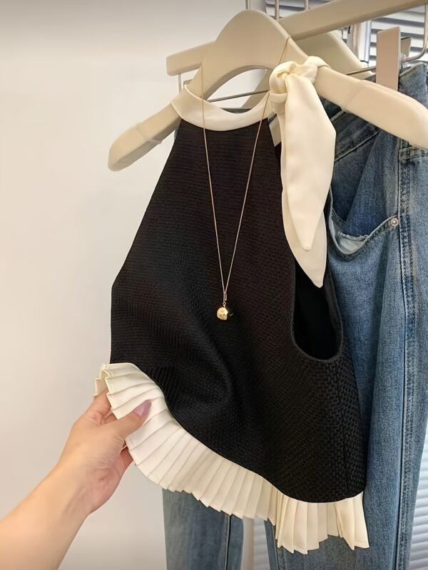 Ruffled Backless Halter Vacation Top