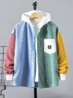 Men's Contrast Color Casual Shirt Jacket