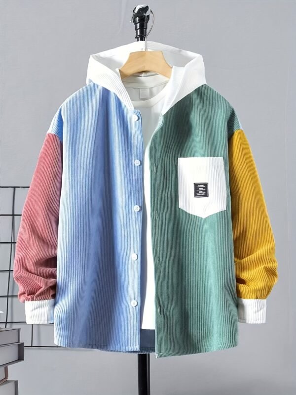 Men's Contrast Color Casual Shirt Jacket