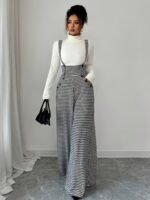22d61ce7-0b0c-458e-97f1-77bafd562aba.jpg Houndstooth Wide-Leg Suspender Jumpsuit