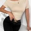 Elegant Off-Shoulder Ruffle Asymmetrical Slim Fit Top