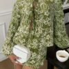 Matcha Floral Tie-Front Shirt & Shorts Set