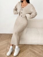 265f3a7c-4ae3-45c0-b767-5edcfbfc525d.jpg Autumn Cardigan Long Sleeve Short Top And Dress Set