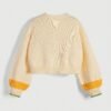 Women's Bee Flower Embroidered Cardigan Sweater Coat