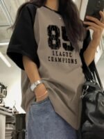 Women's Y2K Color Block Graphic Print Short Sleeve T-Shirt
