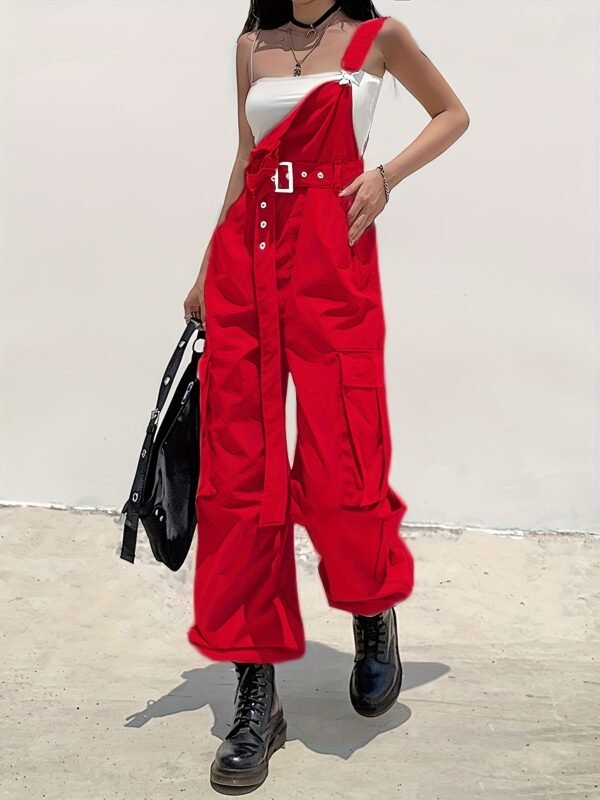 2f26f18a-52e2-4f1d-81d6-08eca7ed465d.jpg Women's Fashion Cargo Pants with Belt, Pockets & Suspender Details