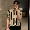 Men's Round Neck Knitted Short Sleeve Sweater