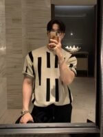 Men's Round Neck Knitted Short Sleeve Sweater