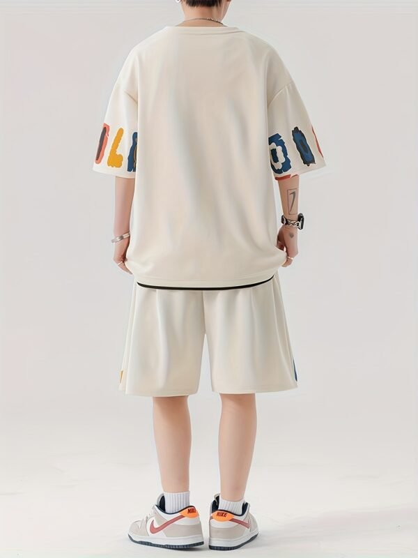 Men's Summer Ice Silk Fake Two-Piece T-Shirt & Pants Set