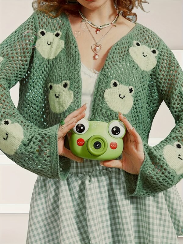 323b296e-a4a5-4f76-8699-5004bb7771e6.jpg Women's Elegant Hollow-Out Frog Jacquard Cardigan