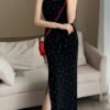 Floral Suspender Dress Summer Slim Fit Hip Wrap Long Dress