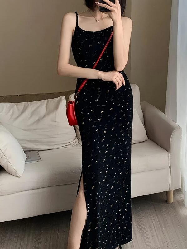 Floral Suspender Dress Summer Slim Fit Hip Wrap Long Dress