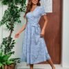 Floral Lace-Up Ruffle Maxi Dress