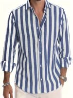 34b3e327-6ab5-4ef2-b317-4ba60dd920d5.jpg Men's Striped Summer Long Sleeve Button-Up Casual Collared Shirt