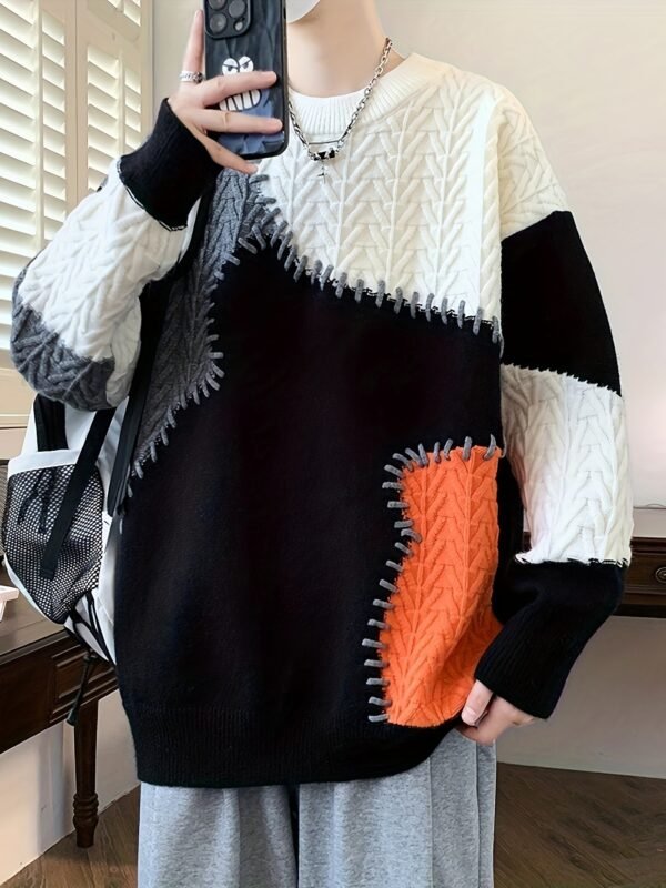 34fb858e-1f21-46e6-99a0-e271a3fdc227.jpg Men's Trendy Spliced Knit Sweater