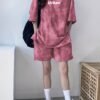 Women's Tie-Dye Print Loose Fit Pajama Set – Pink