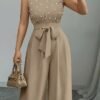 High-Neck Sleeveless Wide-Leg Jumpsuit
