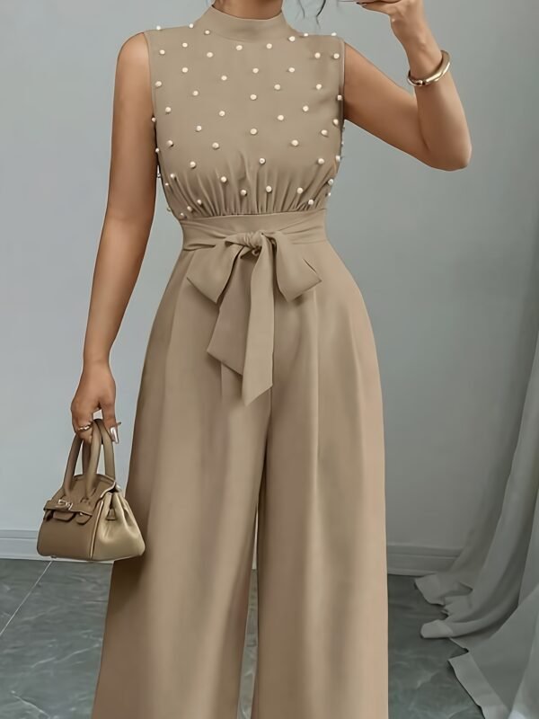 High-Neck Sleeveless Wide-Leg Jumpsuit