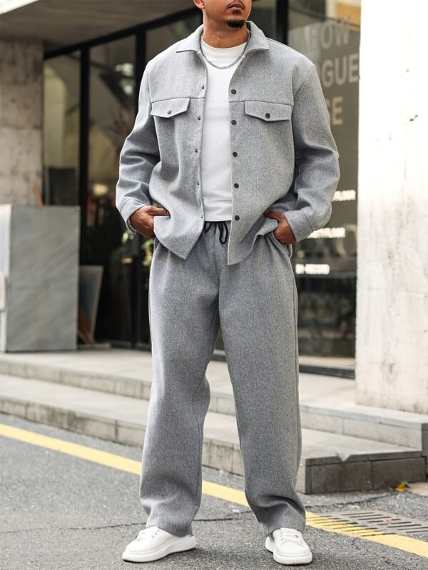 Men's Button-Up Casual Workwear Cardigan Jacket – Light Grey