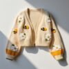 Women's Bee Flower Embroidered Cardigan Sweater Coat