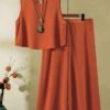 Women's Elegant Orange Skirt Set – Stylish Warm-Tone Fashion Outfit