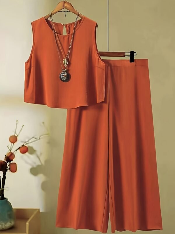 Women's Elegant Orange Skirt Set – Stylish Warm-Tone Fashion Outfit