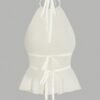 3b49a00a-f1f1-46fe-8697-eb9cac3dab70.jpg Pleated Halter Neck Tie-Waist Backless Top